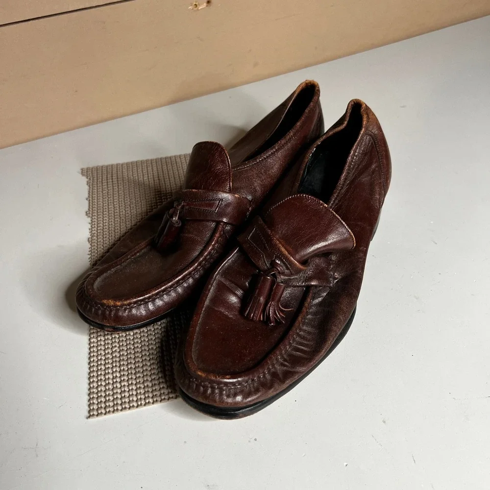 Florsheim Imperial Mens Brown Leather Tassel Loafers 11 D 40916 Dress Shoes
